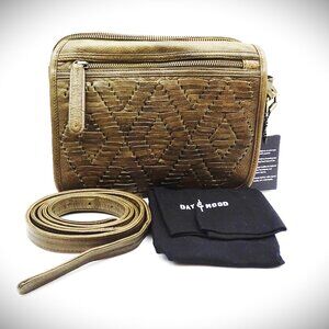 DAY & MOOD NWT Amber Olive Color Buttery Soft Woven Leather Crossbody Bag